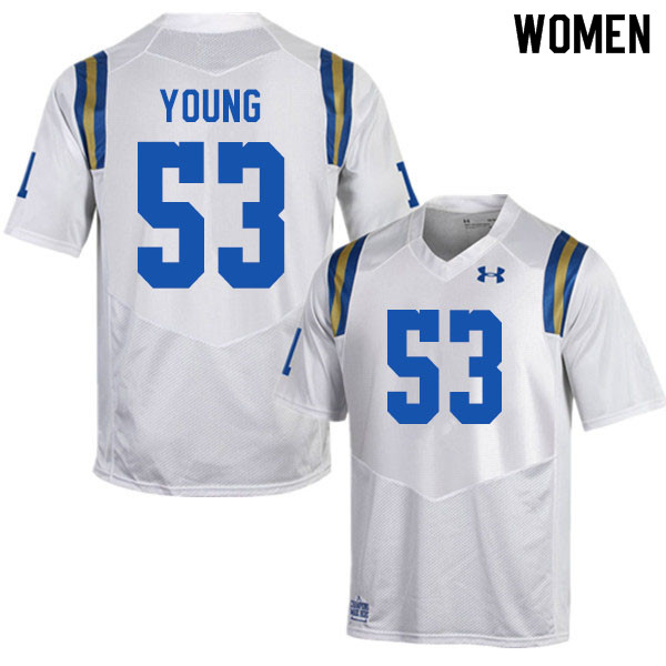 Women #53 Luke Young UCLA Bruins College Football Jerseys Sale-White - Click Image to Close